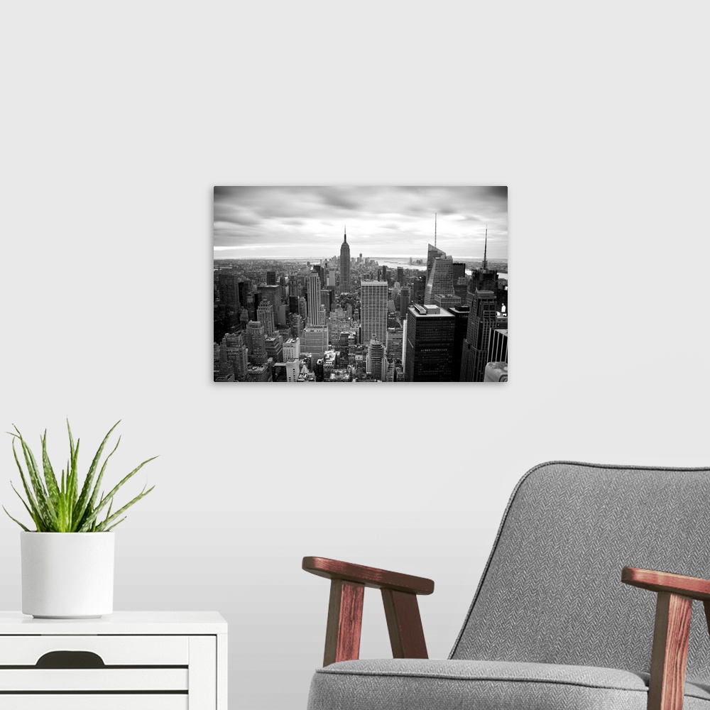 A modern room featuring Midtown skyline with Empire State Building, Manhattan, New York City