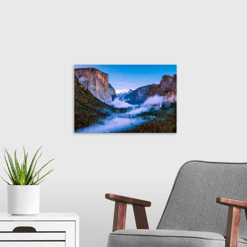 A modern room featuring Mist In Yosemite Valley From Tunnel View, Yosemite National Park, California, USA