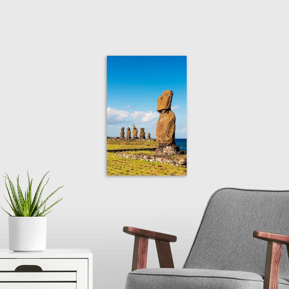 A modern room featuring Moai At Tahai, Easter Island, Polynesia, Chile
