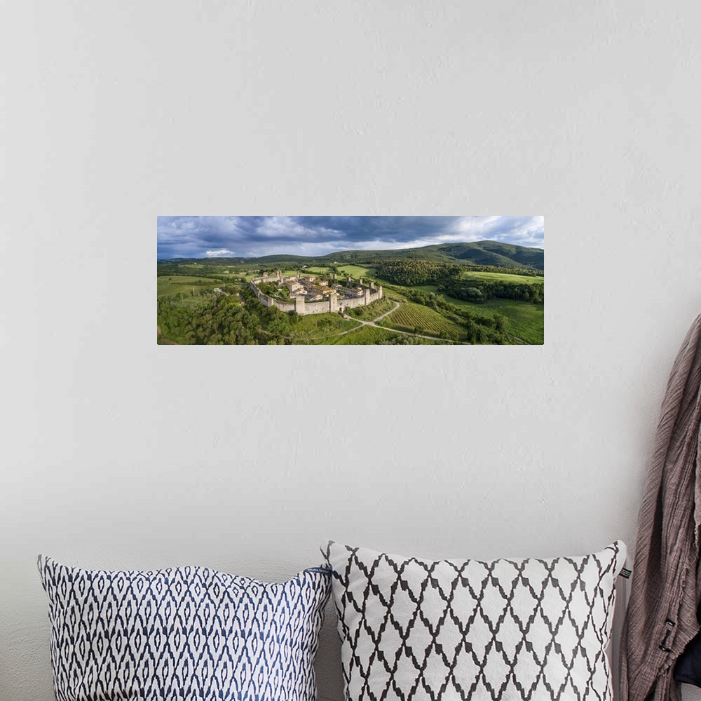 A bohemian room featuring Monteriggioni village. It is a complete walled medieval town in the Siena Province of Tuscany bui...