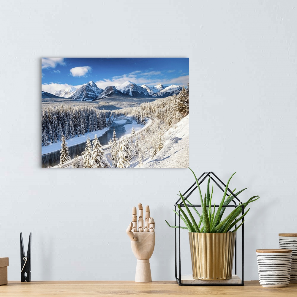 A bohemian room featuring Morant's Curve In Winter, Banff National Park, Alberta, Canada