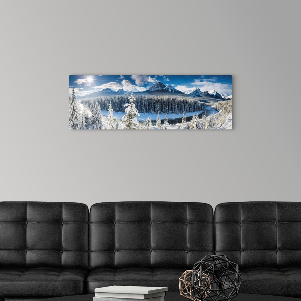 A modern room featuring Morant's Curve In Winter, Banff National Park, Alberta, Canada