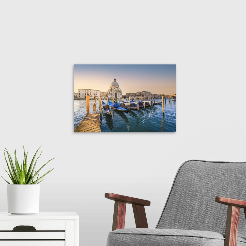 A modern room featuring Morning view of Punta della Dogana and Salute Church. Venice, Veneto, Italy