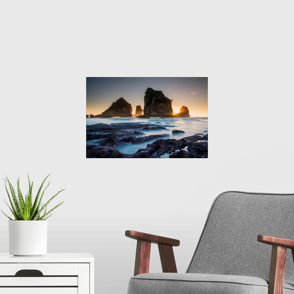 A modern room featuring Motukiekie Beach At Sunset, New Zealand