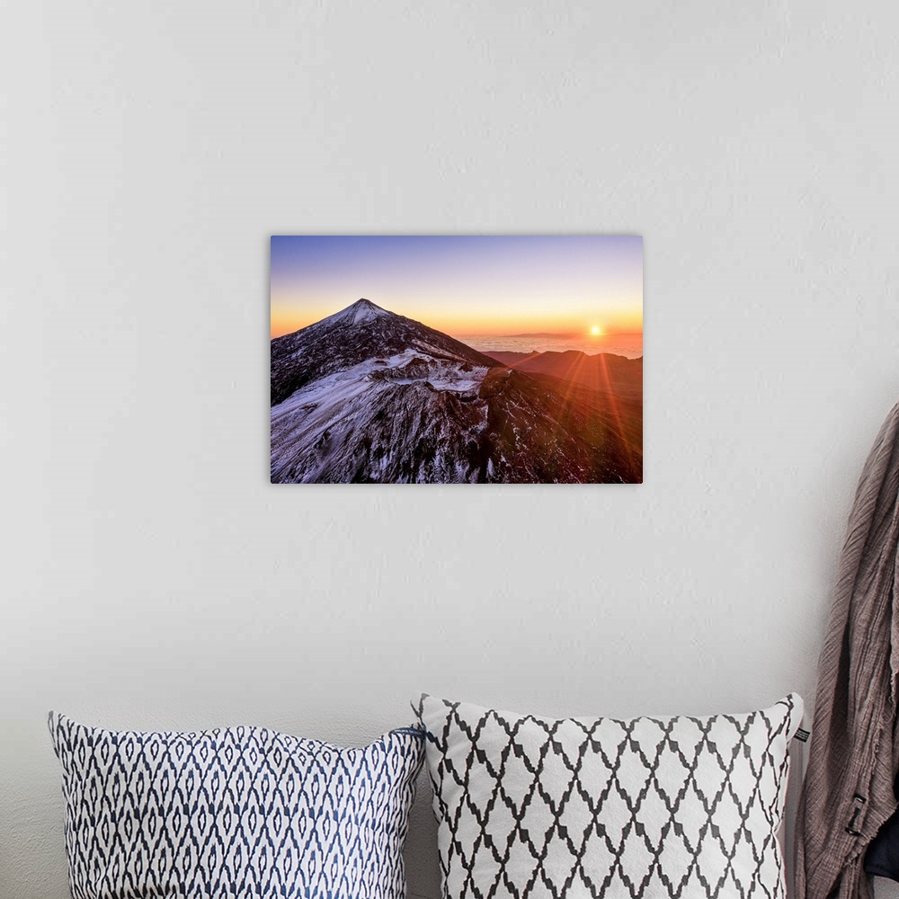 A bohemian room featuring Aerial view of mount Teide and the Pico Viejo at sunrise. Teide National Park, Tenerife Canary Is...
