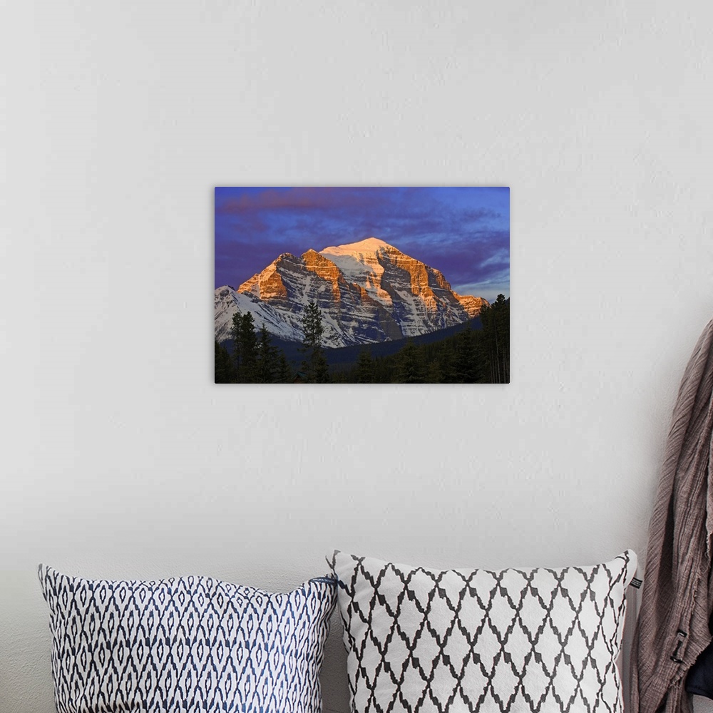 A bohemian room featuring Mountain peak at sunrise at Lake Louise.  , Banff National Park, Alberta, Canada