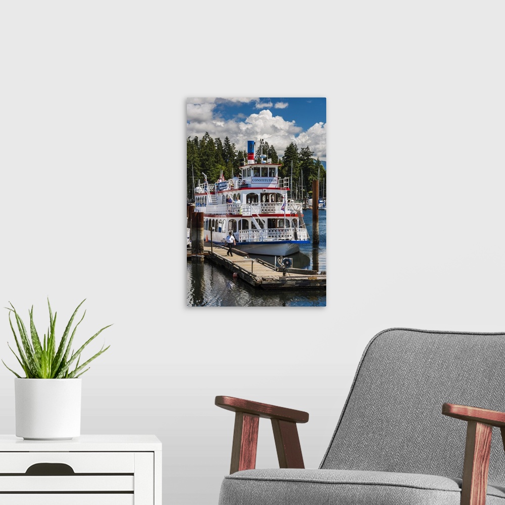 A modern room featuring MPV Constitution paddlewheeler, Vancouver, British Columbia, Canada.