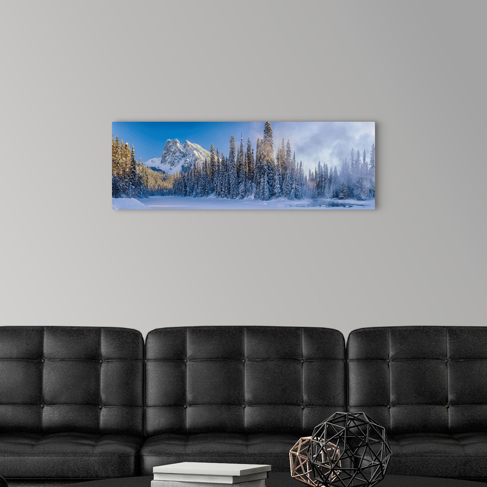 A modern room featuring Mt. Burgess And Snow-Covered Pine Trees, Yoho National Park, British Columbia, Canada