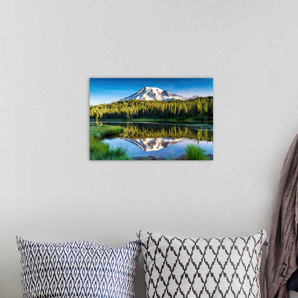 A bohemian room featuring Mt. Rainier Reflecting In Reflection Lake, Mt. Rainier National Park, Washington, USA