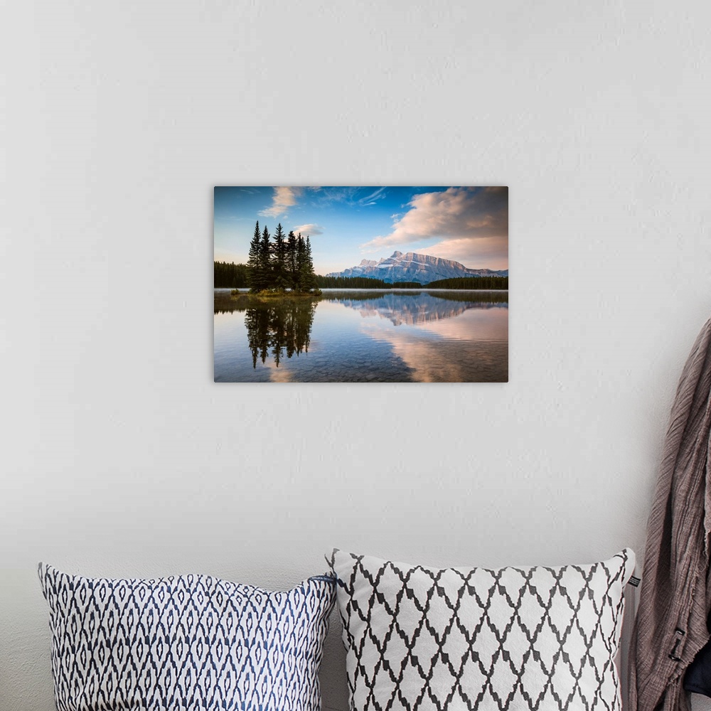 A bohemian room featuring Mt Rundle At Sunrise, Two Jack Lake, Banff National Park, Alberta, Canada