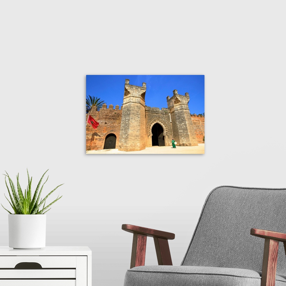 A modern room featuring Musician Outside Bab Zaer, The Main Gate, Chellah, Rabat, Morocco, North Africa.
