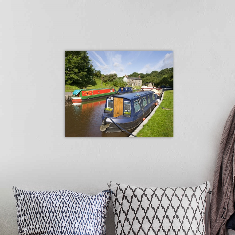 A bohemian room featuring Narrowboats on the Monmouthshire and Brecon Canal at Llangattock, Brecon Beacons National Park, P...