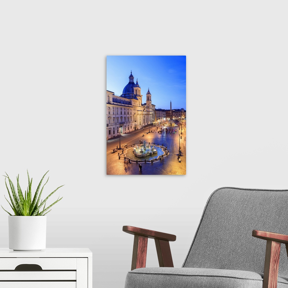 A modern room featuring Italy, Rome, Navona square with Sant'Agnese in Agone church and 4 rivers fountain (Fontana dei Qu...
