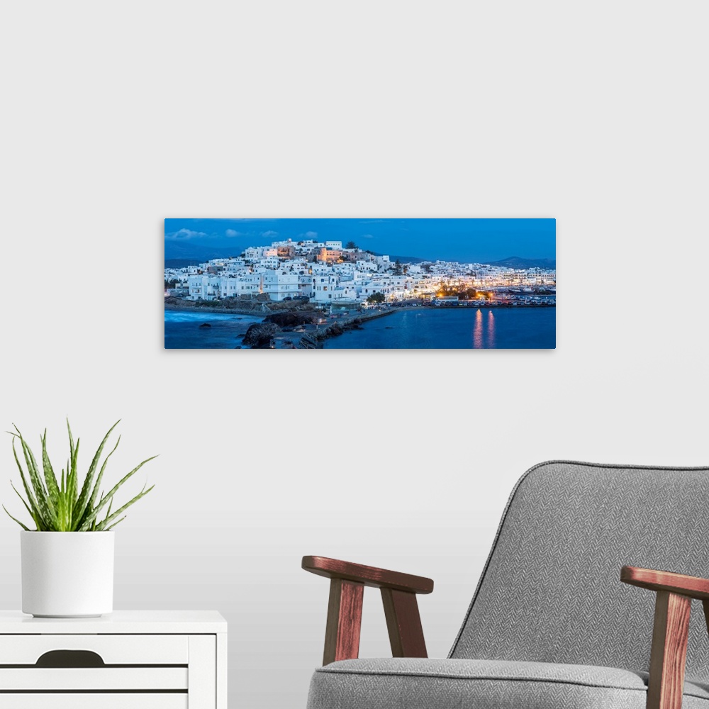 A modern room featuring Naxos Town, Naxos, Cyclade Islands, Greece.