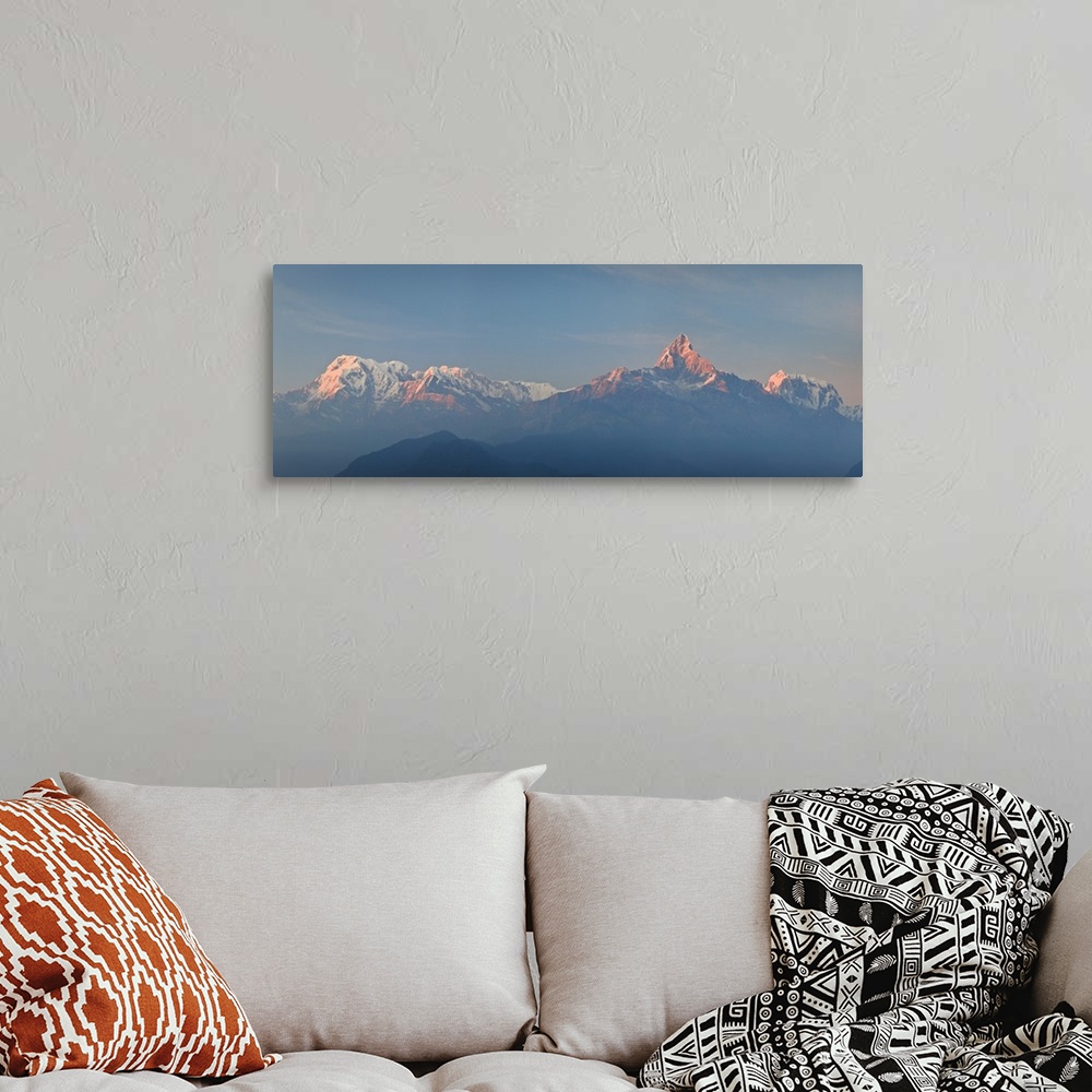 A bohemian room featuring Nepal, Pokhara, Sarangkot, Panoramic View of Annapurna Himalaya Mountain Range