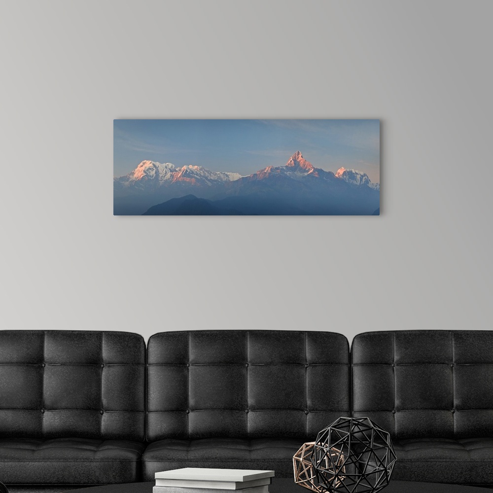 A modern room featuring Nepal, Pokhara, Sarangkot, Panoramic View of Annapurna Himalaya Mountain Range