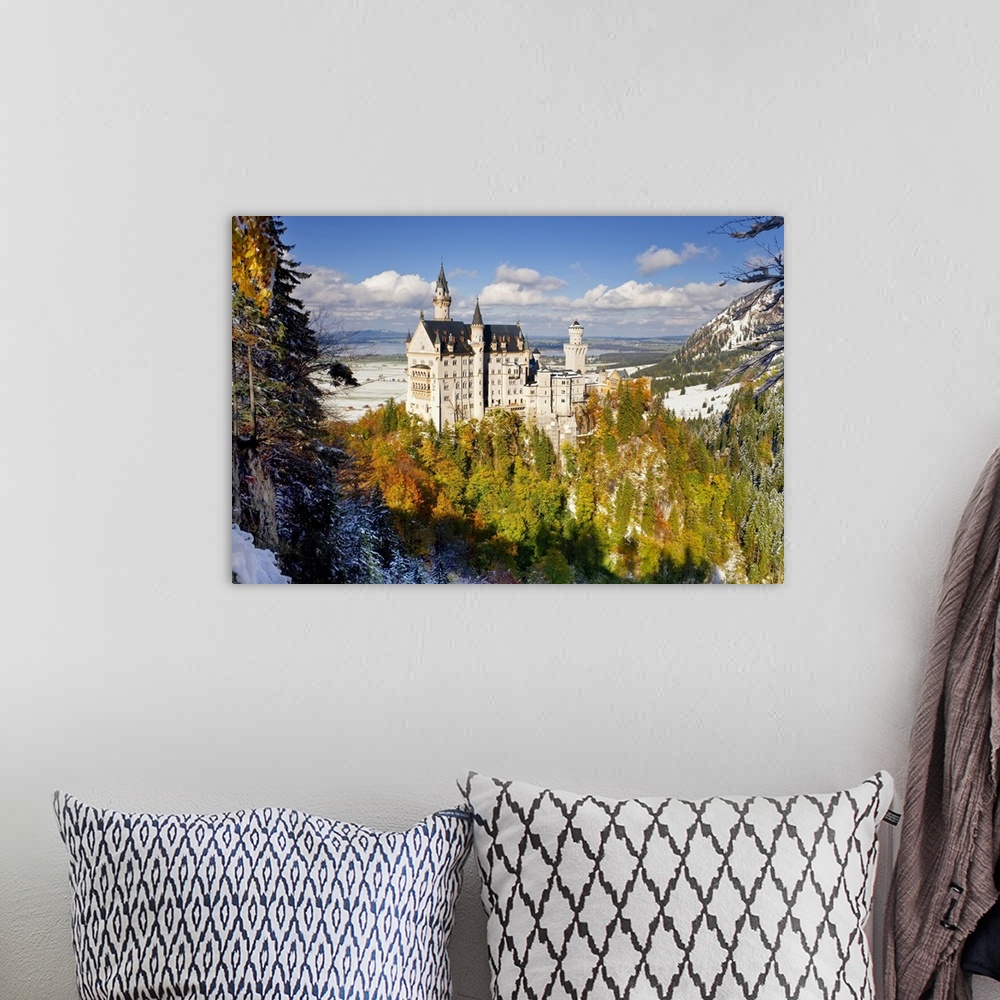 A bohemian room featuring Neuschwanstein Castle, Bavaria, Germany, Europe