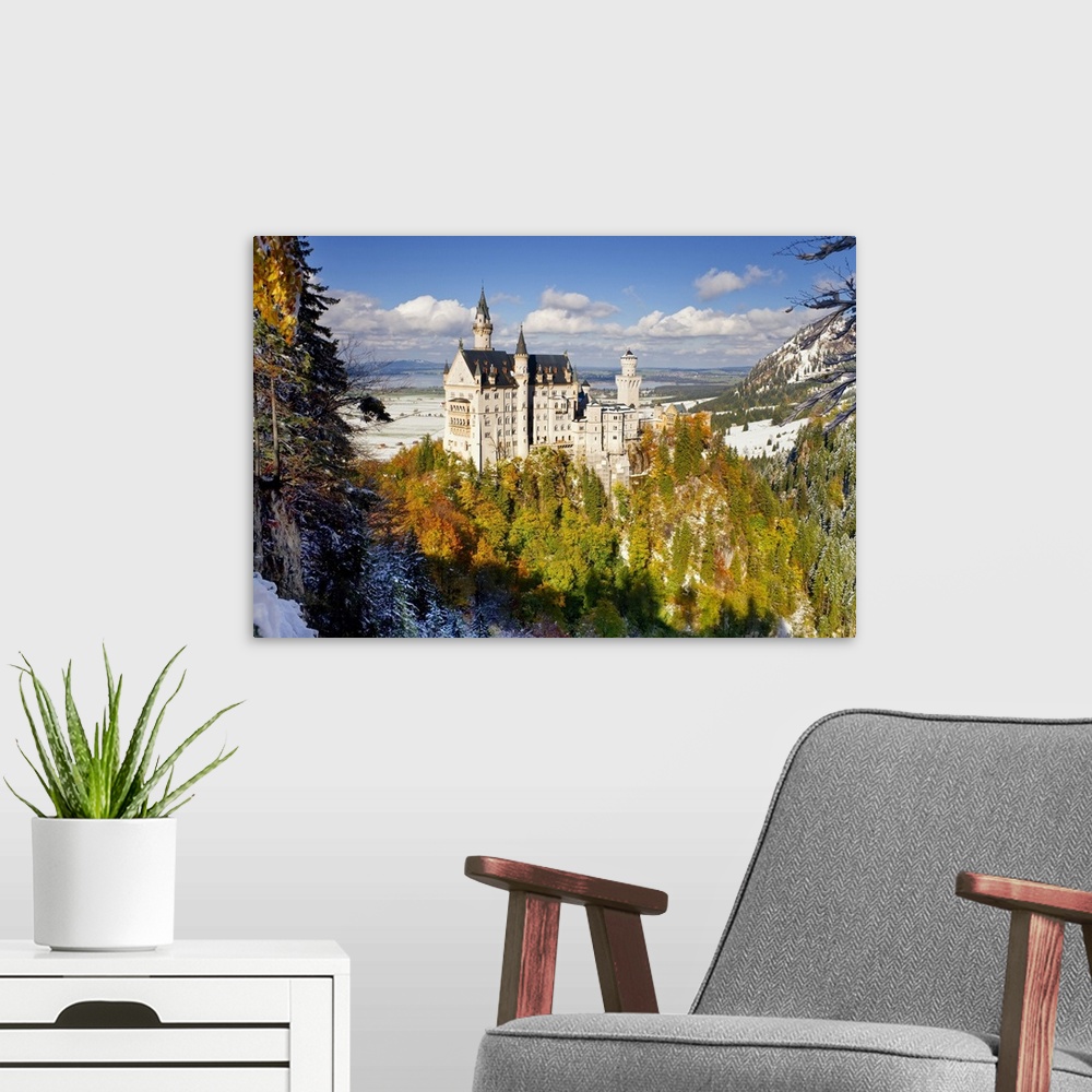 A modern room featuring Neuschwanstein Castle, Bavaria, Germany, Europe
