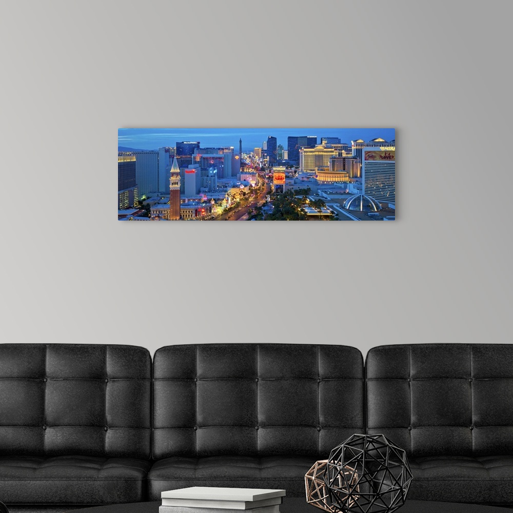 A modern room featuring Las Vegas Strip in the evening, Nevada.