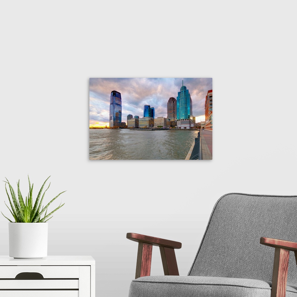 A modern room featuring USA, New Jersey, Jersey City on the Hudson River