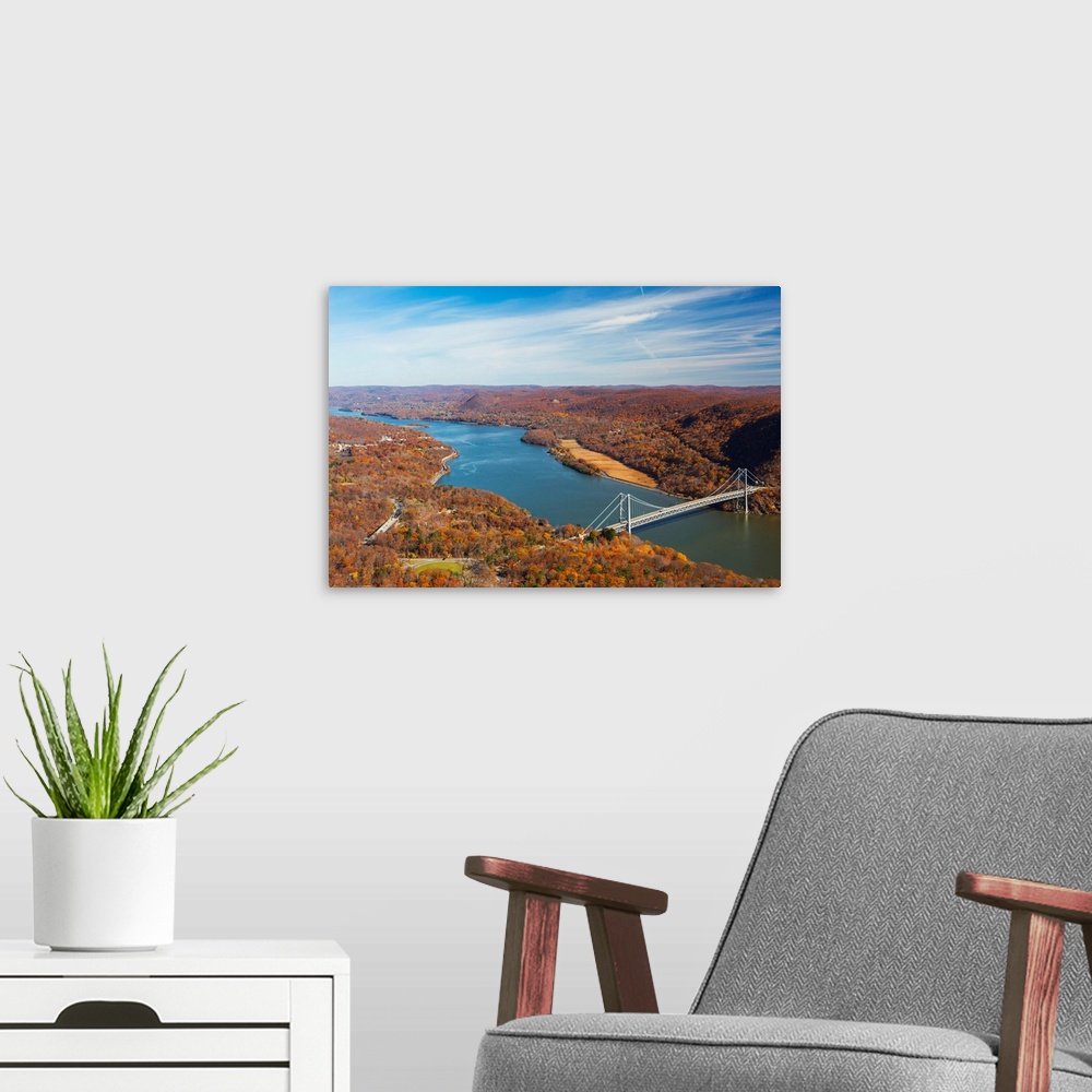 A modern room featuring USA, New York, Hudson Valley, Bear Mountain State Park, Bear Mountain Bridge on the Hudson River