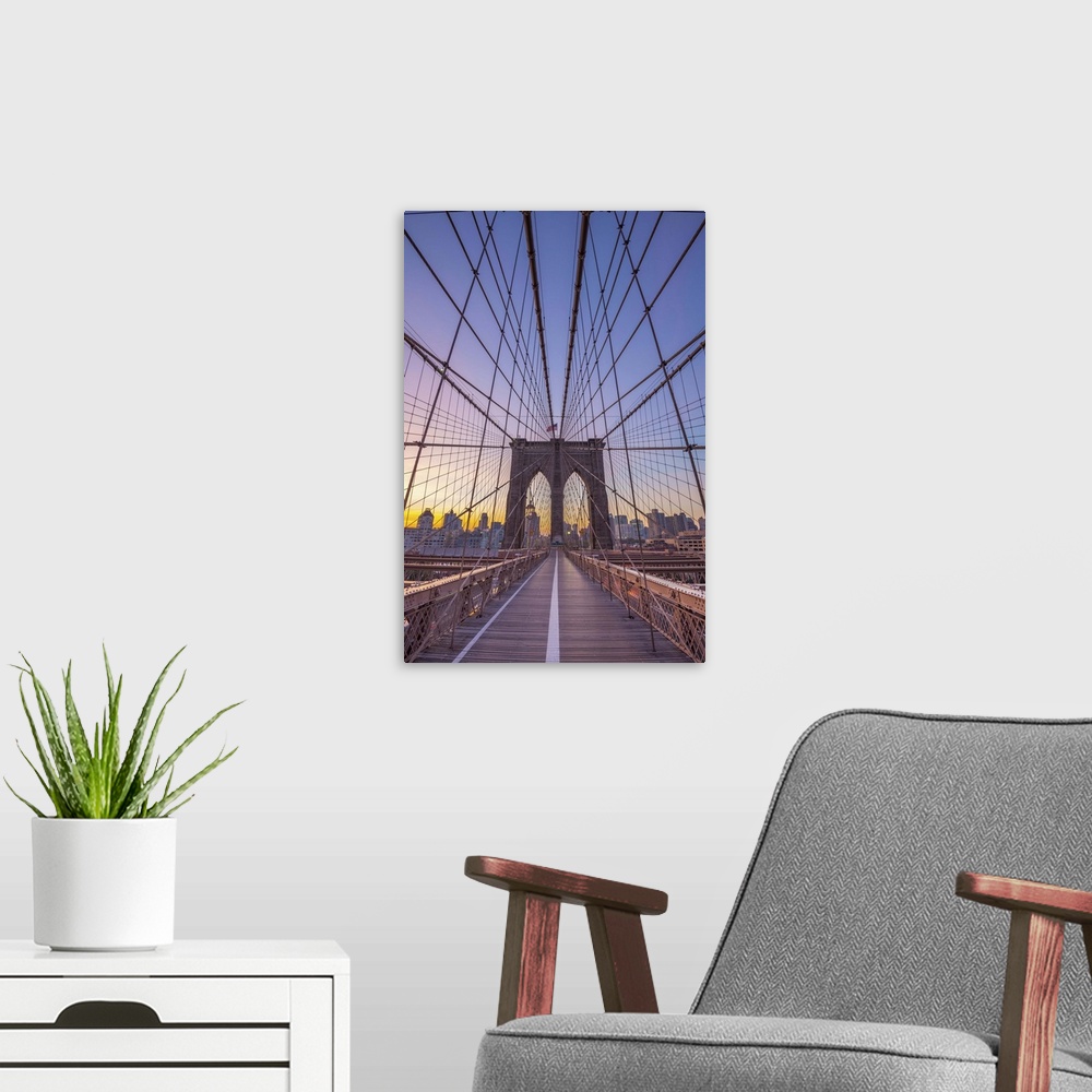 A modern room featuring USA, New York, Brooklyn Bridge.