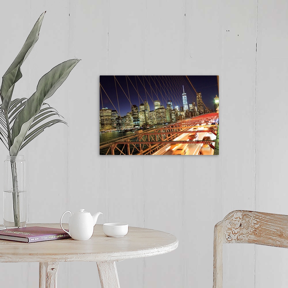 A farmhouse room featuring USA, New York City, Brooklyn Bridge and Lower Manhattan Skyline.