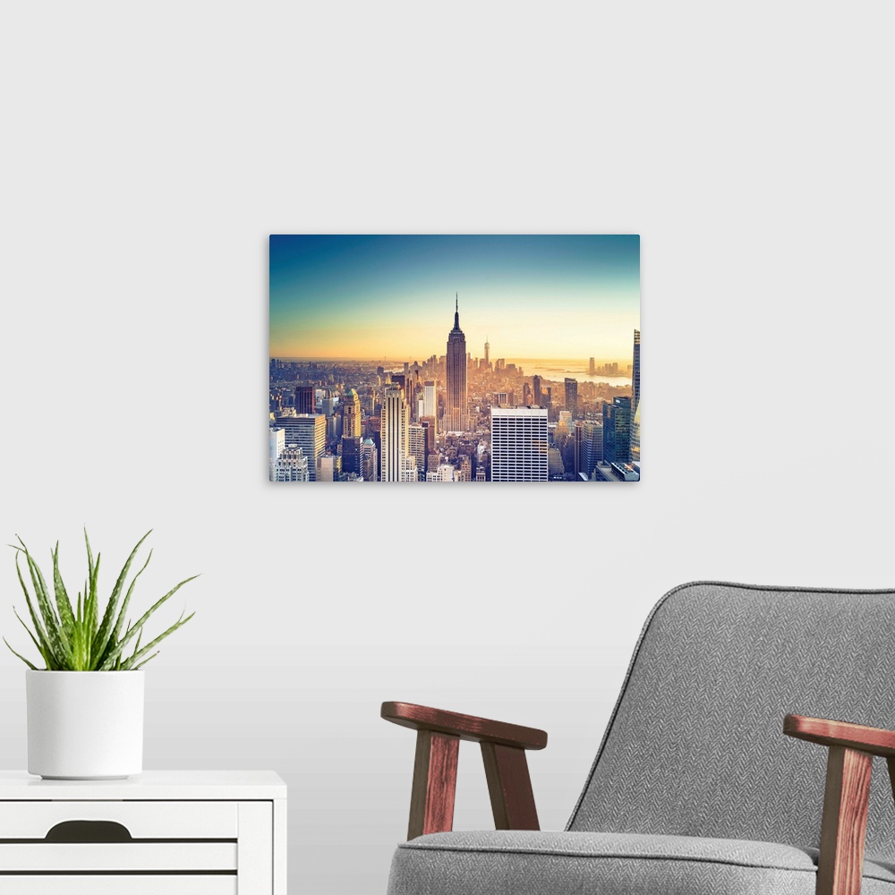 A modern room featuring USA, New York, New York City, Empire State Building and Midtown Manhattan Skyline.