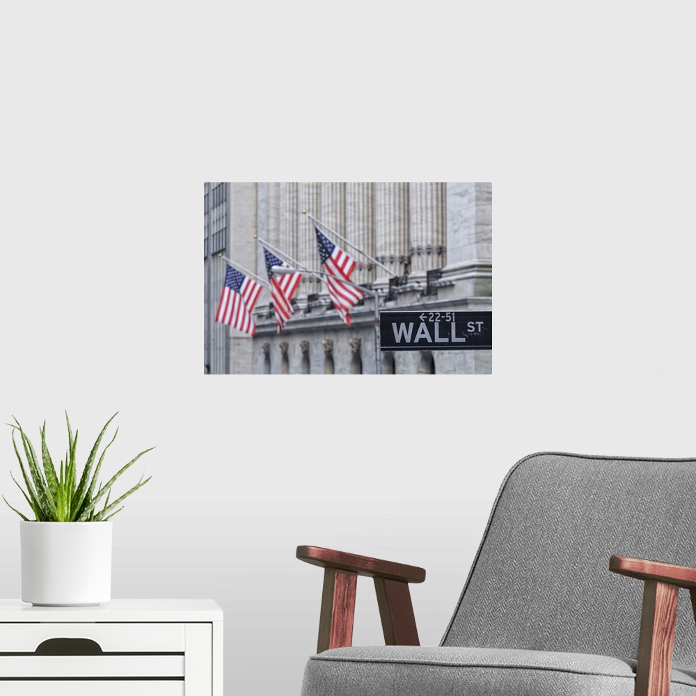 A modern room featuring USA, New York, New York City, Lower Manhattan, Wall Street.
