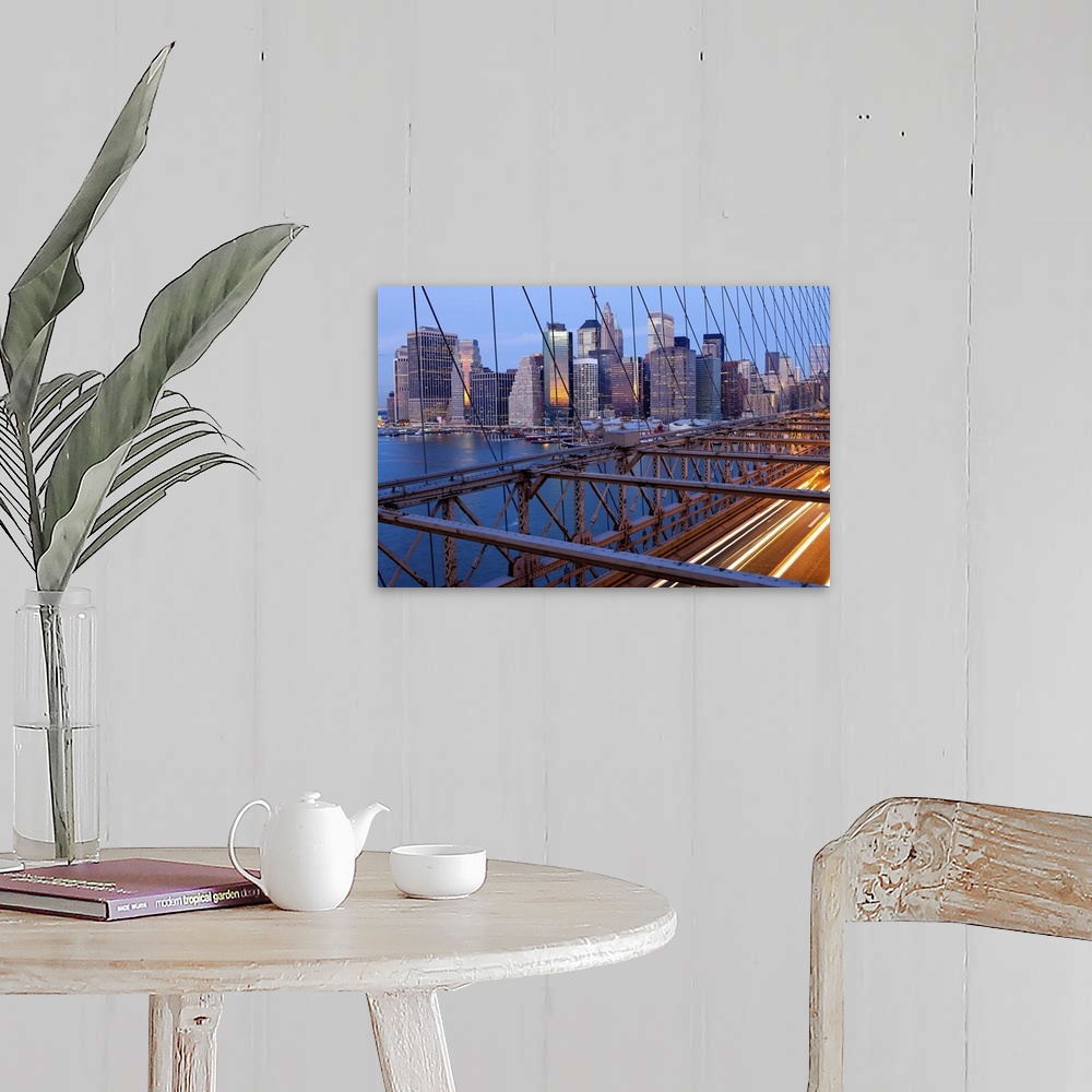 A farmhouse room featuring USA, New York City, Manhattan,  Downtown Financial District City Skyline viewed from the Brooklyn...