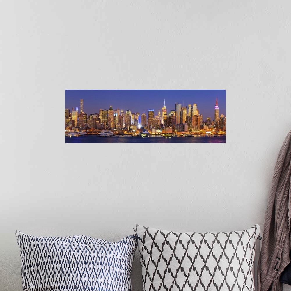A bohemian room featuring USA, New York, New York City, Manhattan Skyline from New Jersey.