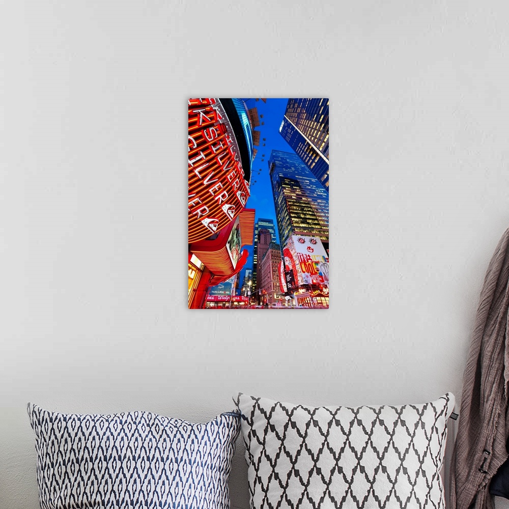 A bohemian room featuring USA, New York City, Manhattan, Times Square, Neon lights of 42nd Street