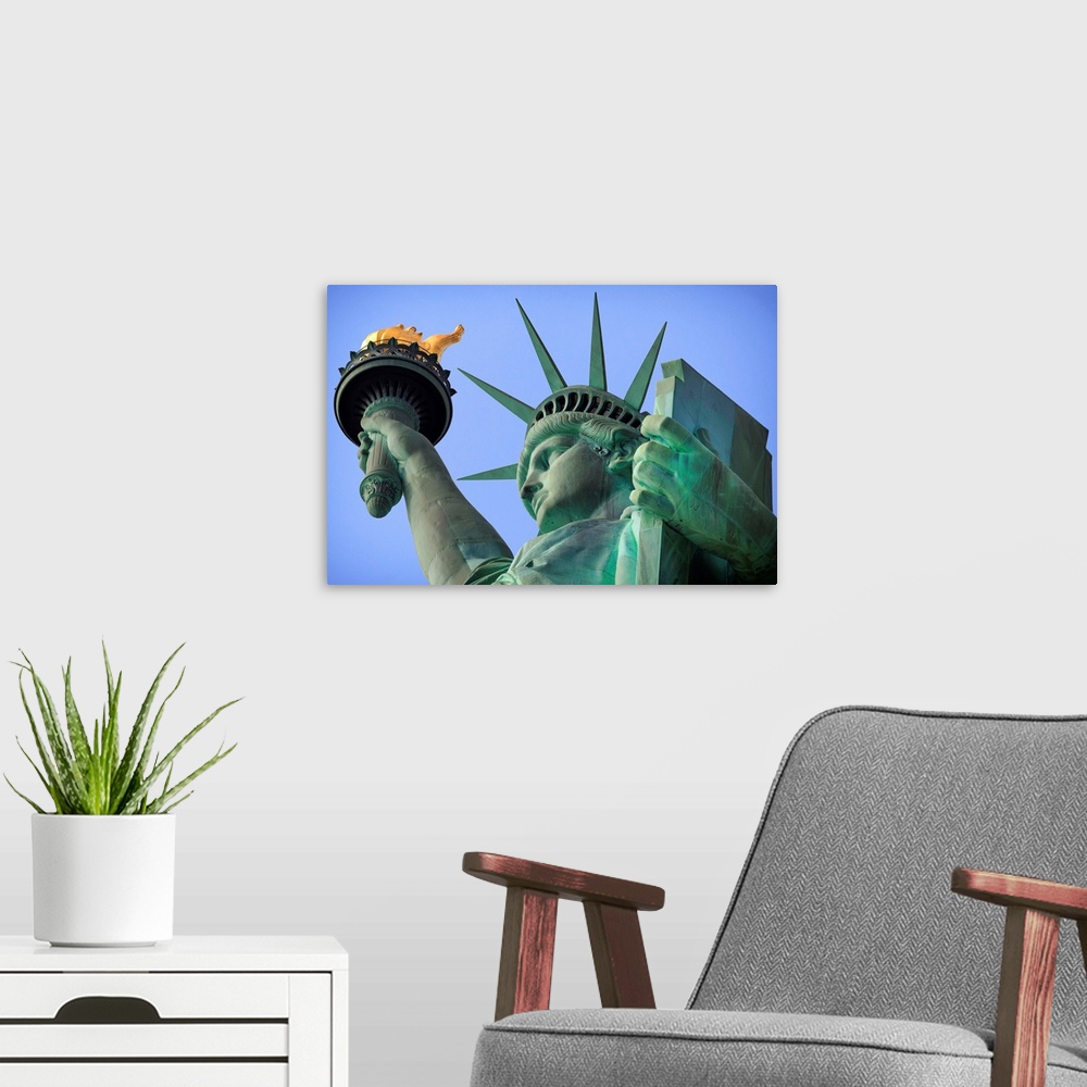 A modern room featuring USA, New York, New York City, Statue of Liberty National Monument.