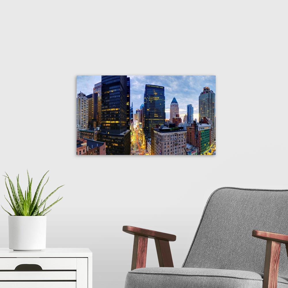 A modern room featuring USA, New York, Manhattan, Midtown, Broadway towards Times Square