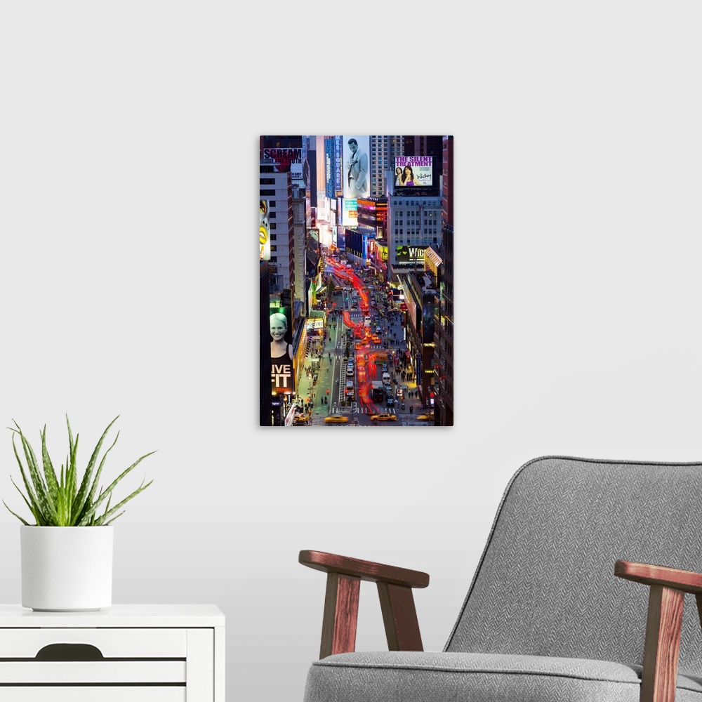 A modern room featuring USA, New York, Manhattan, Midtown, Broadway towards Times Square