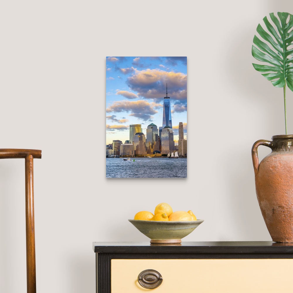 A traditional room featuring USA, New York, Manhattan, Lower Manhattan and World Trade Center, Freedom Tower.