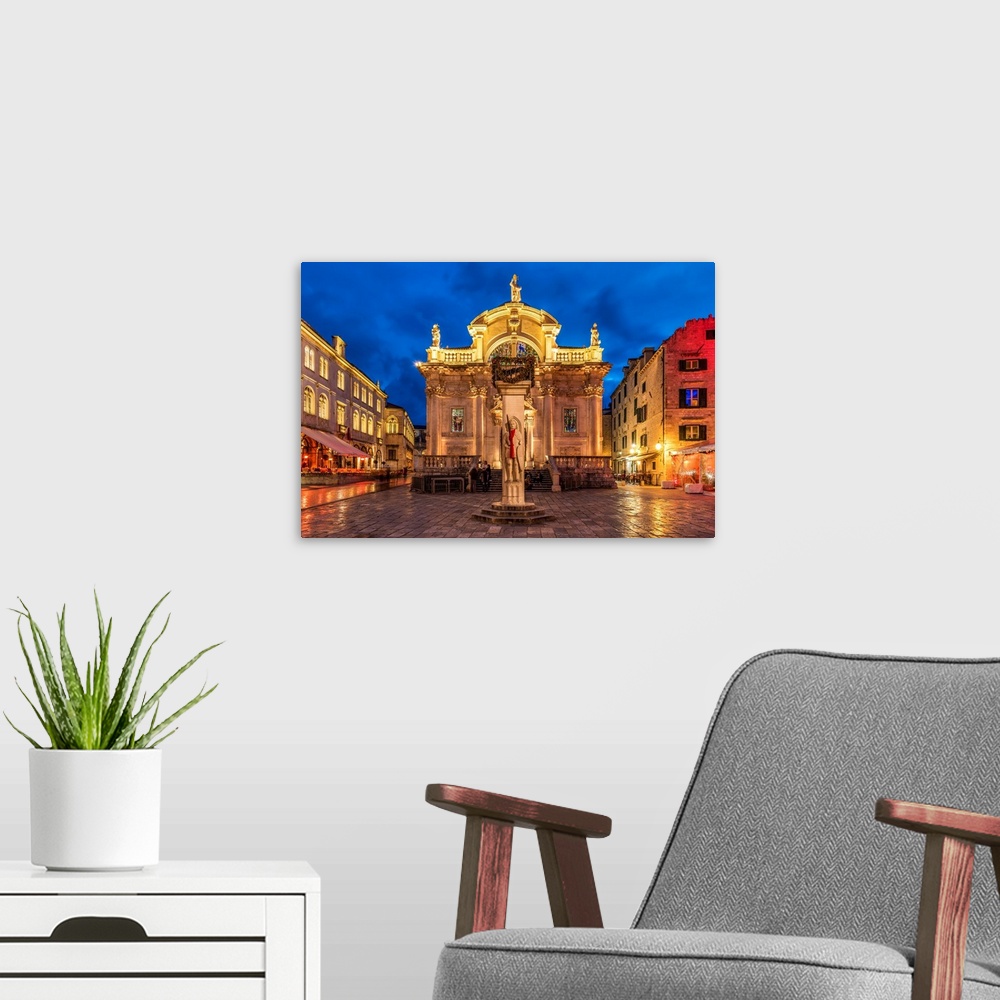 A modern room featuring Night View Of Church Of St. Blaise, Dubrovnik, Croatia