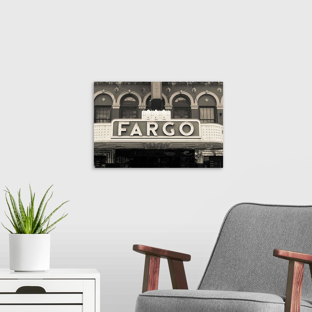 A modern room featuring USA, North Dakota, Fargo, Fargo Theater, marquee