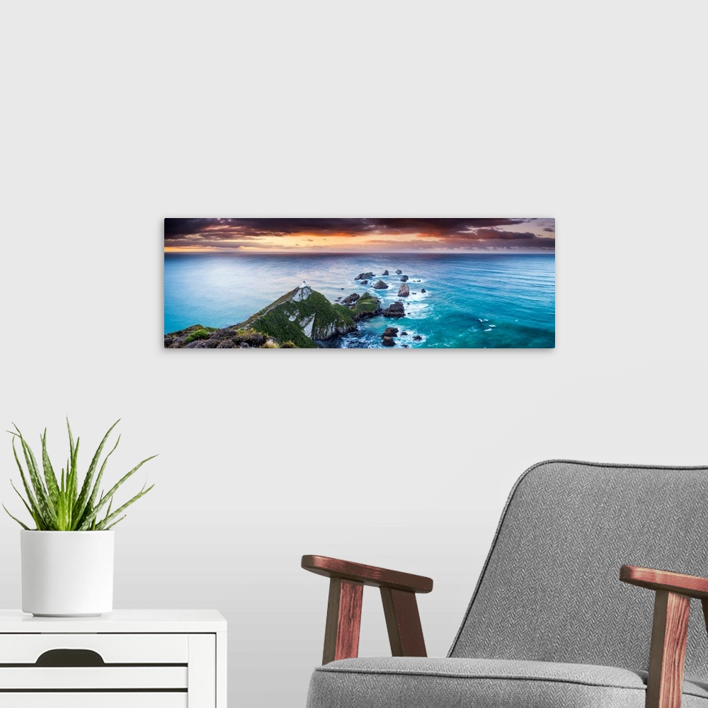 A modern room featuring Nugget Point Lighthouse At Sunrise, New Zealand