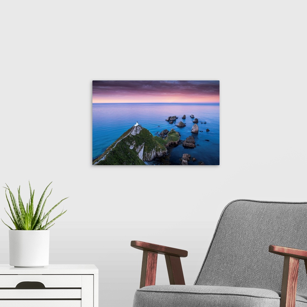 A modern room featuring Nugget Point Lighthouse At Sunrise, New Zealand