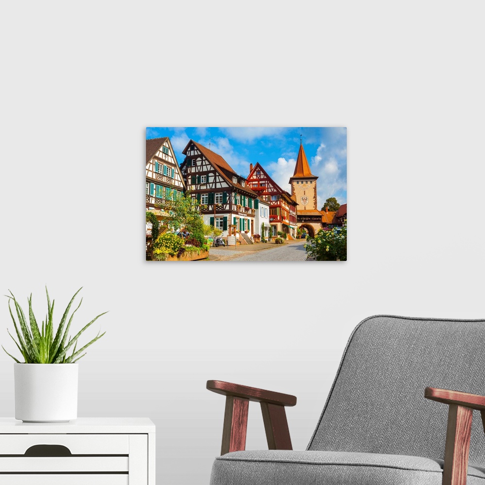 A modern room featuring Oberturm Tower in Gengenbach's picturesque Altstad (Old Town), Gengenbach, Kinzigtal Valley, Blac...