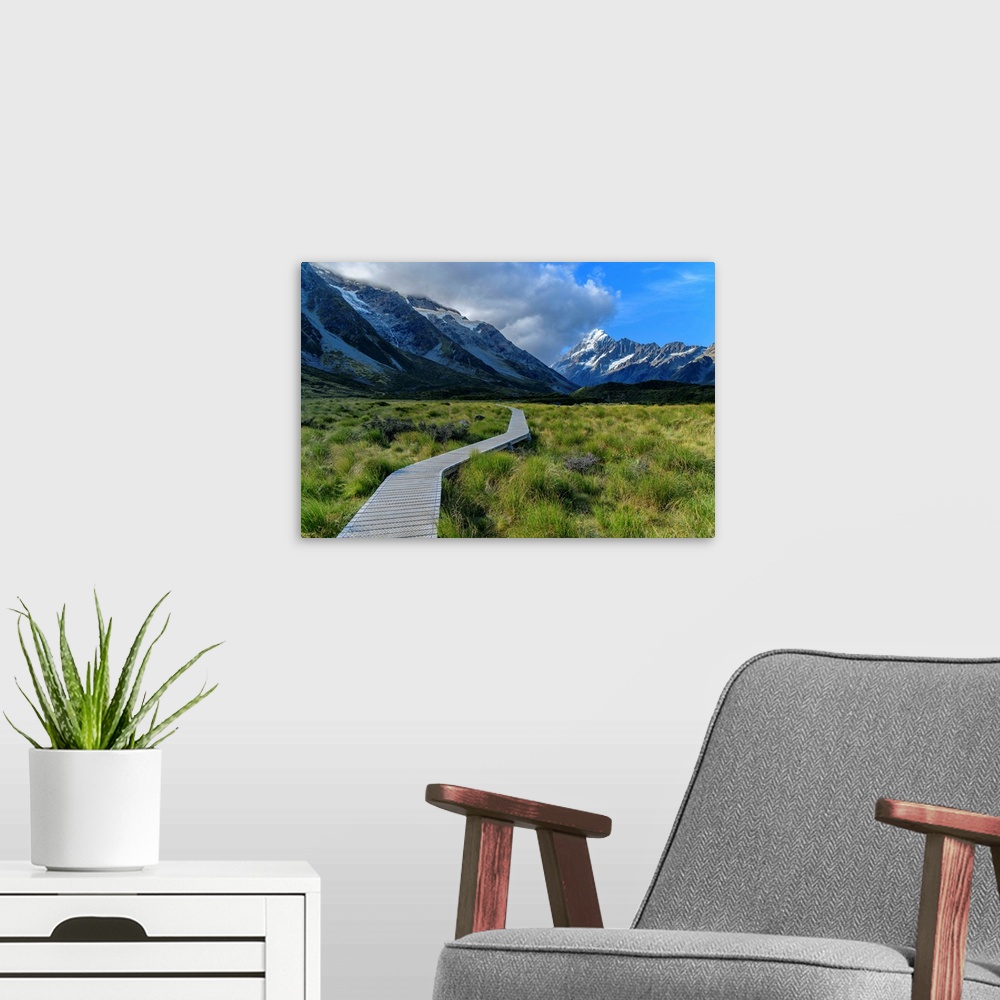 A modern room featuring Oceania, New Zealand, Aotearoa, South Island, Otago, Mount Cook National Park, Hooker Valley