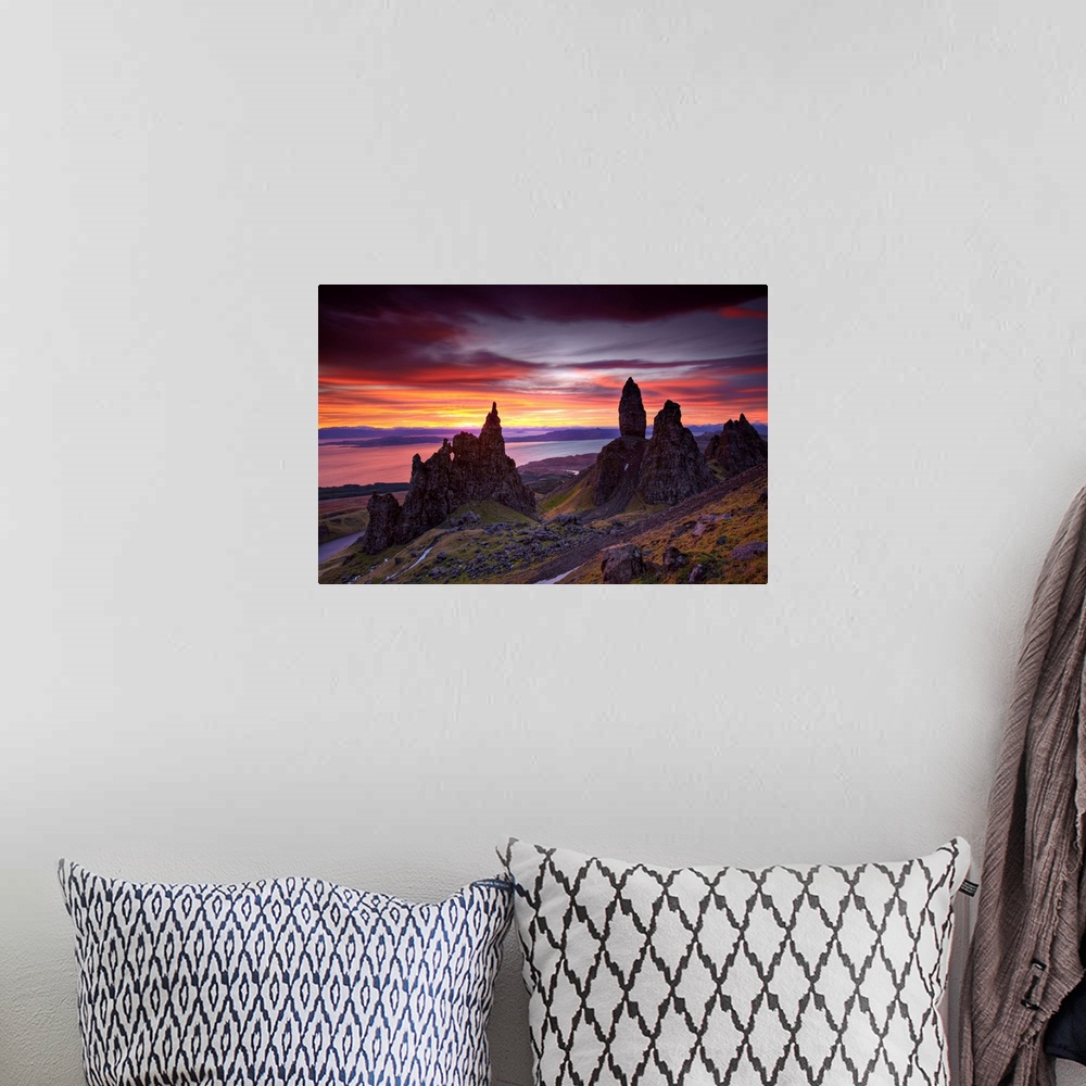 A bohemian room featuring Old Man Of Storr At Sunrise, Isle Of Skye, Highland Region, Scotland
