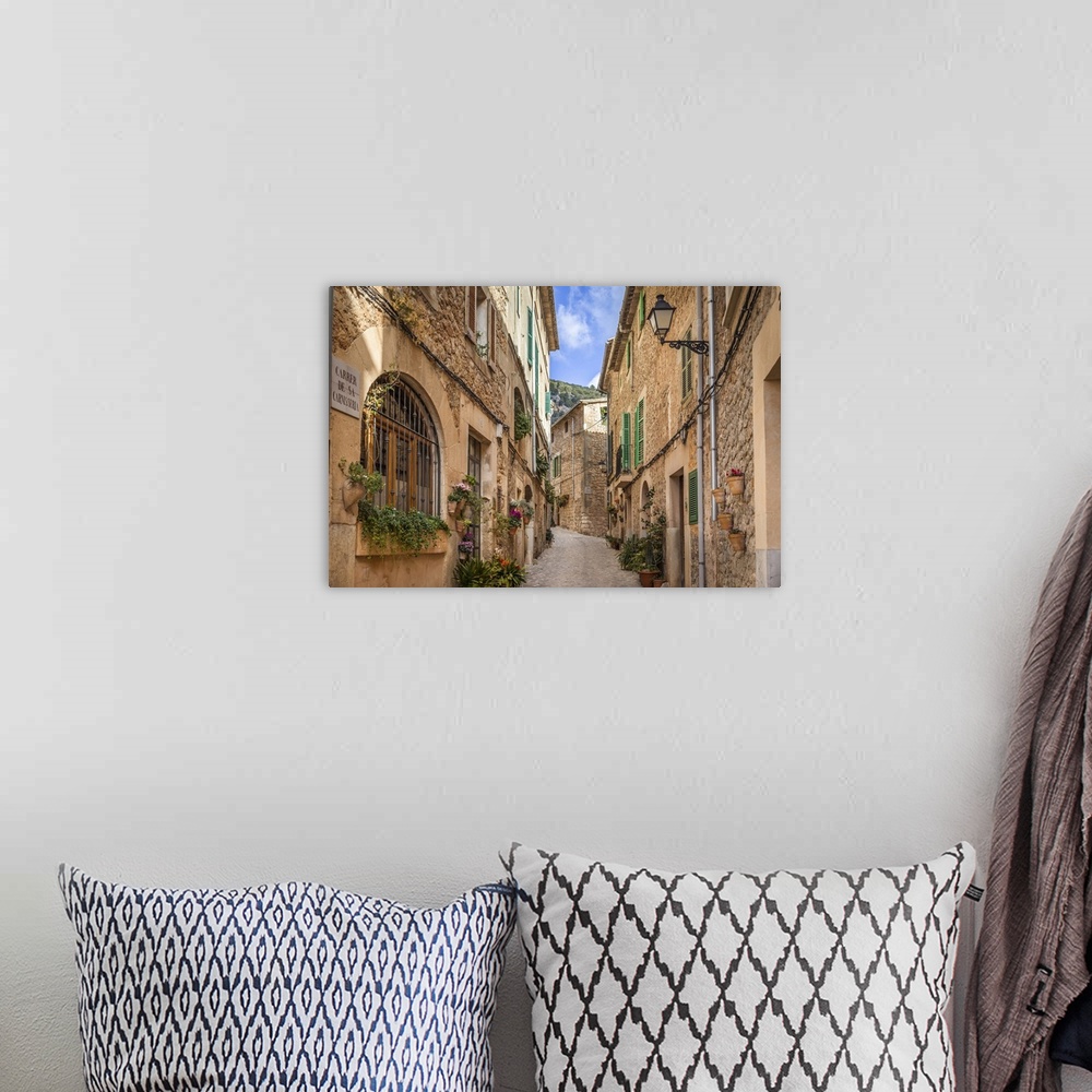 A bohemian room featuring Old town alley in Valldemossa, Mallorca, Spain.