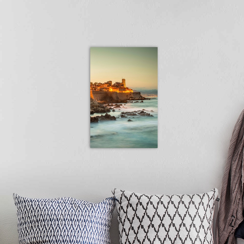 A bohemian room featuring Old town and sea wall in Antibes, Alpes-Maritimes, Provence-Alpes-Cote D'Azur, French Riviera, Fr...