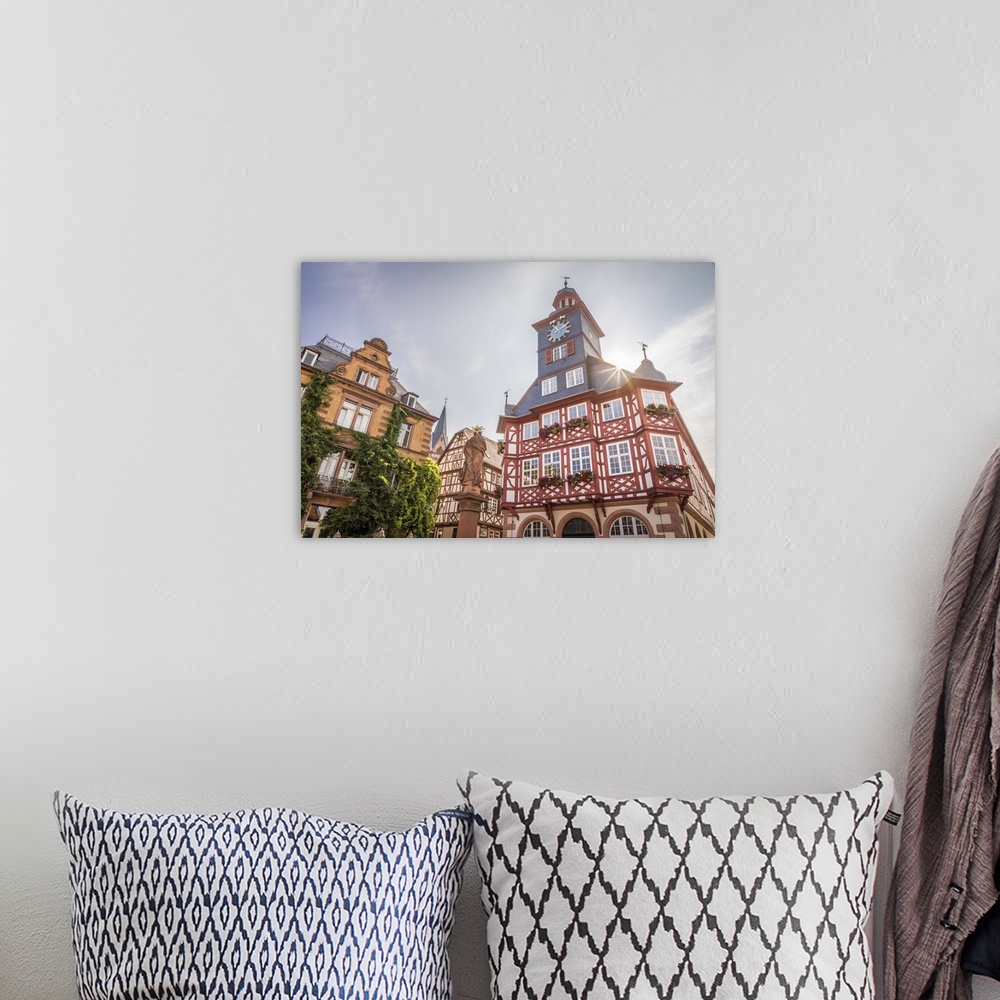 A bohemian room featuring Old Town Hall on the market square of Heppenheim, Southern Hesse, Hesse, Germany.