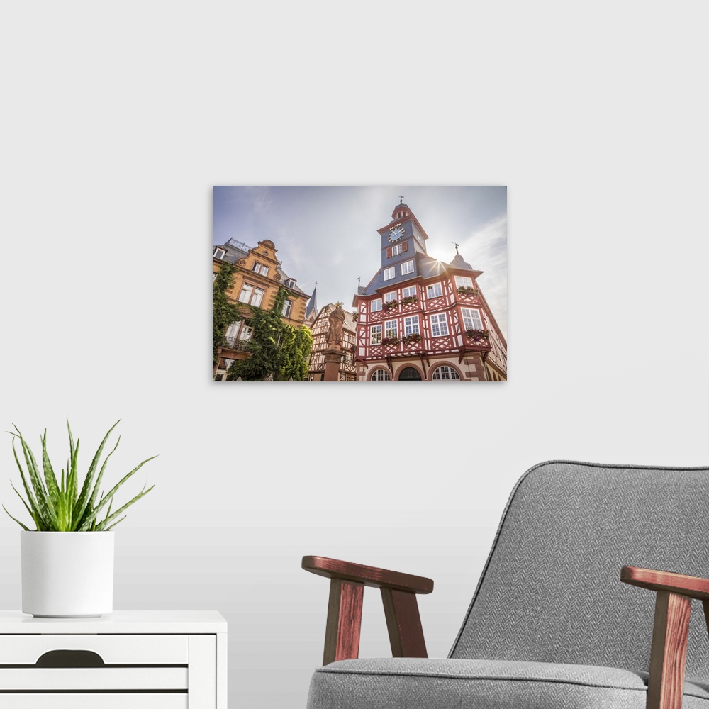 A modern room featuring Old Town Hall on the market square of Heppenheim, Southern Hesse, Hesse, Germany.