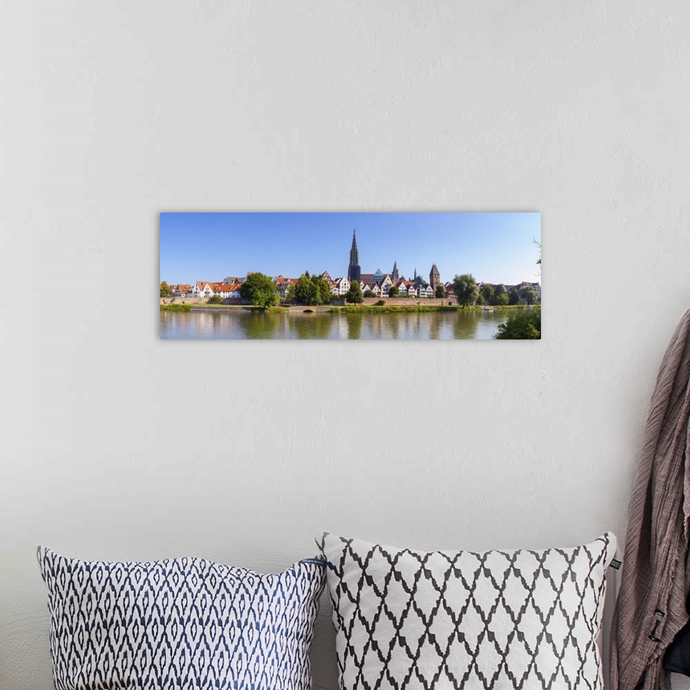 A bohemian room featuring Old Town Ulm and The River Danube, Ulm, Baden-Wurttemberg, Germany.