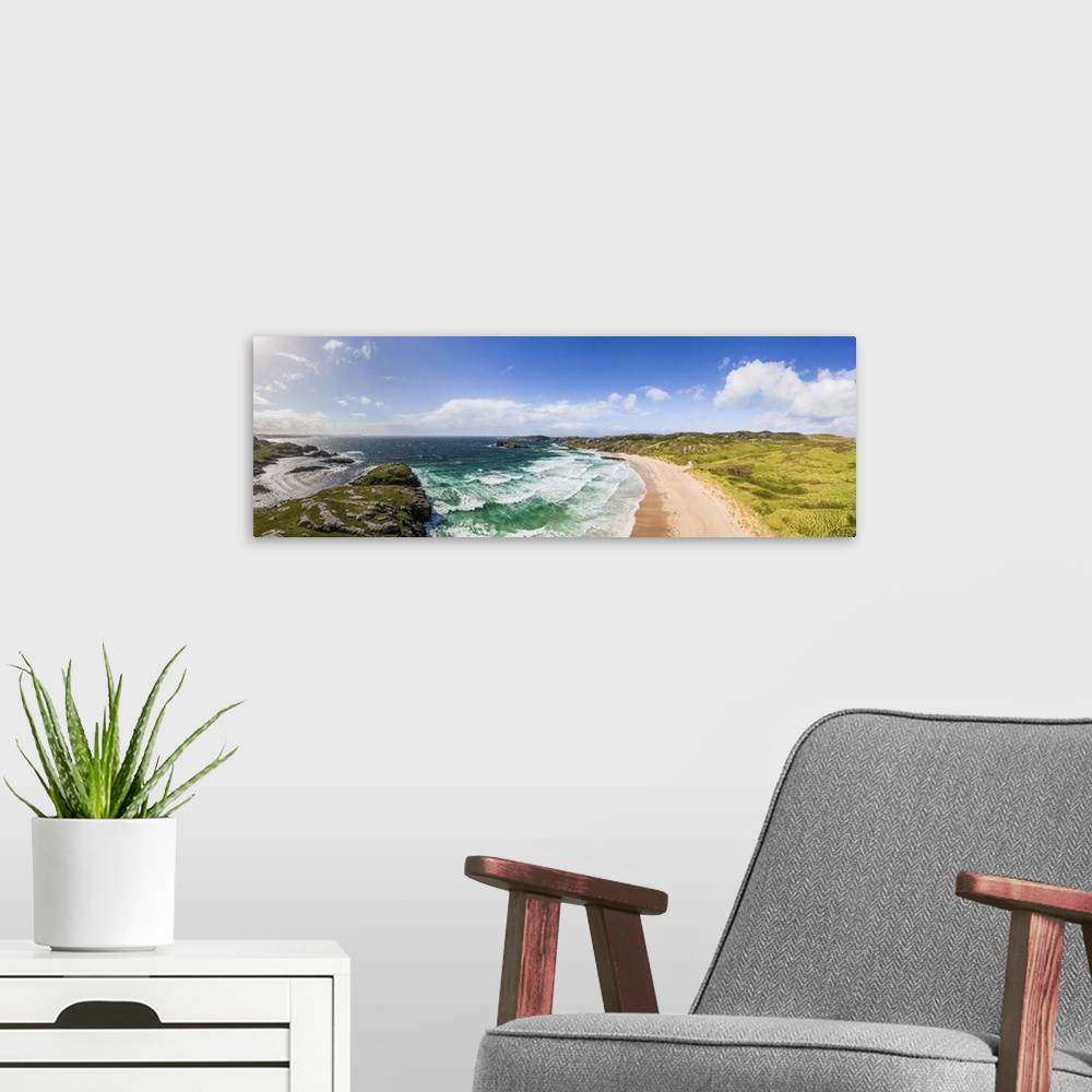 A modern room featuring Oldshoremore Beach, Sutherland, Highlands, Scotland, United Kingdom.