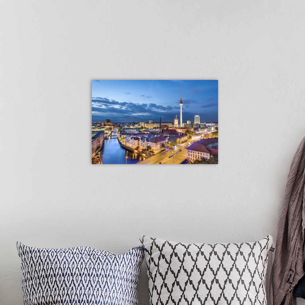 A bohemian room featuring Overview, Berlin Dom, Spree River and Television tower, Berlin, Germany.